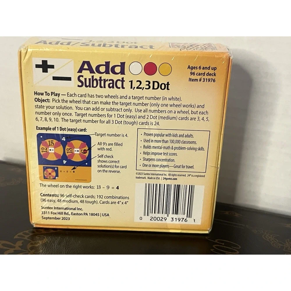NEW 24‎ GAME Math PRIMER ADD SUBTRACT 48 Cards and Instructions-